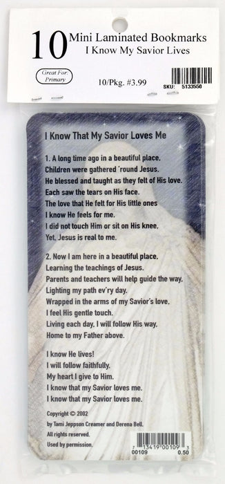 I Know My Savior Lives - Primary Bookmark - 10 Pack