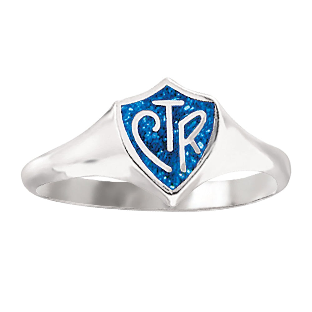 Unisex Classic Blue Sparkle CTR Ring in Sterling Silver