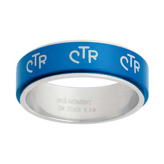 Cobalt Blue Wide Spinner Stainless Steel CTR Ring