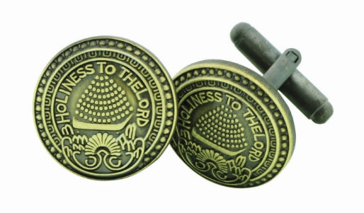 Salt Lake Temple Doorknob Cufflinks in Antique Gold